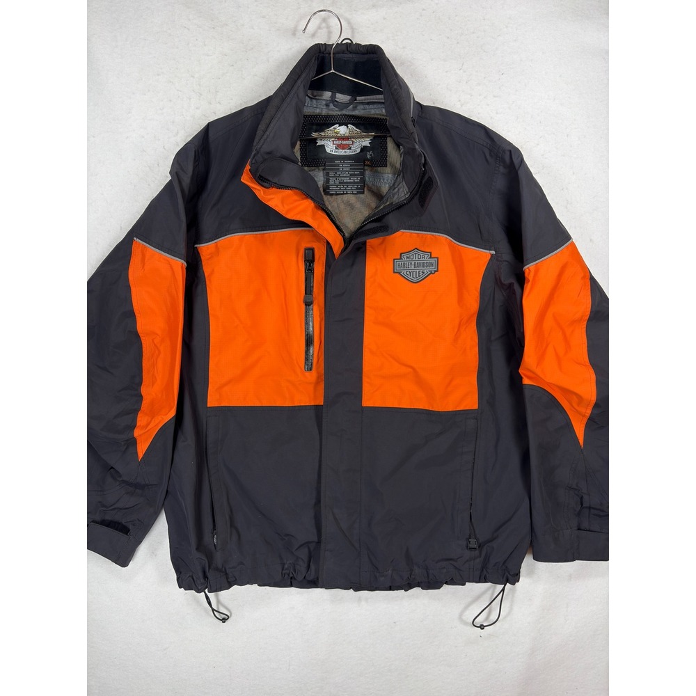 Harley-Davidson Mens 2XL Gore-Tex Riding Jacket Black Orange Reflective RN103819